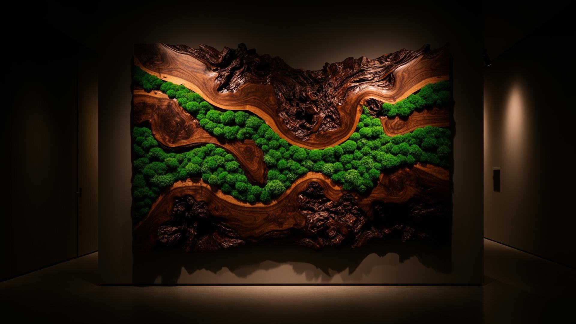 MossArtum wood & moss wall art installation